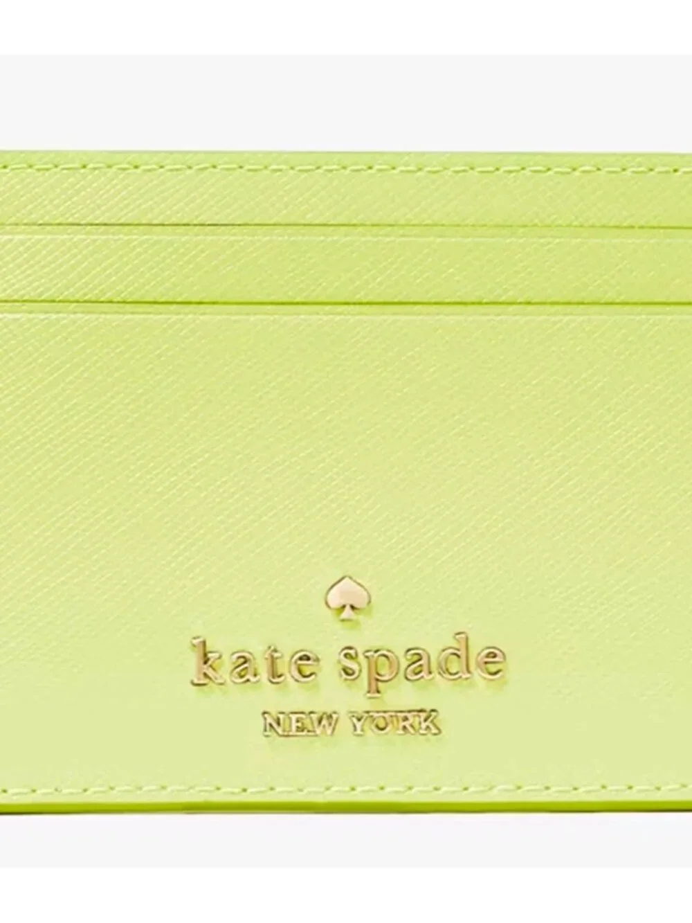 S Kate Spade Madison Small Slim Card Holder Lime Yellow KI368 Wallet NWT $89